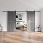 30in./32in./36in./42in./48in./60in./64in./72in./84in./96in.x 84in.MDF Barn Door With Sliding Hardware Kit ,Covered with Water-Proof PVC Surface, White/Gray, H-Frame