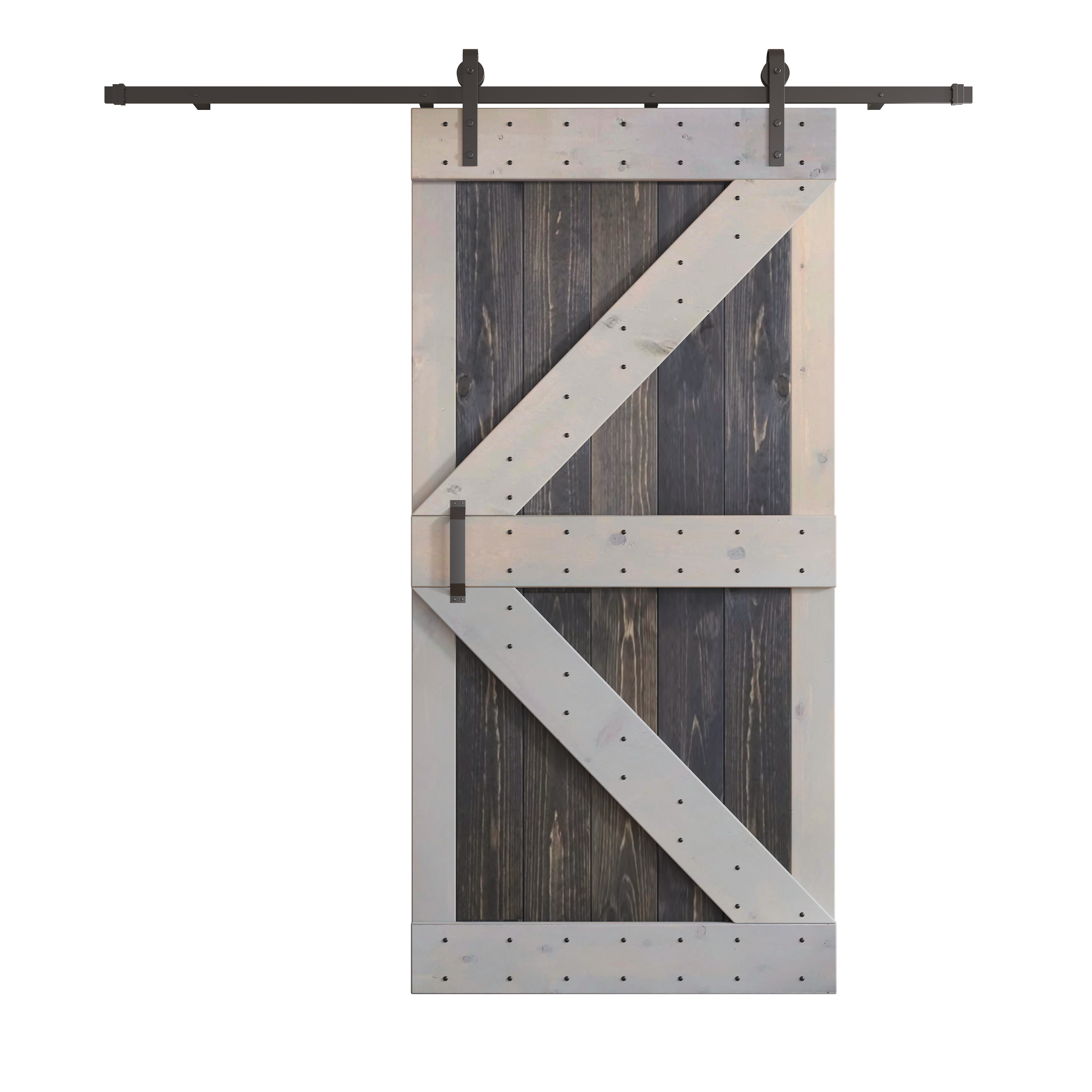 K Series 24in/30in/36in/42in. x 84 in  Finished Muti-Color Knotty Pine Wood Sliding Barn Door With Hardware Kit