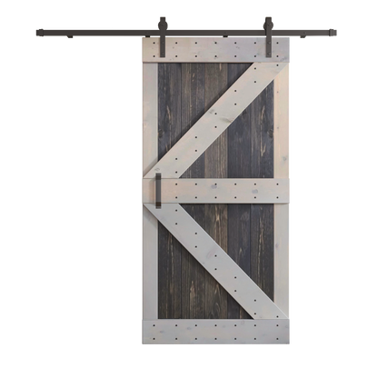 K Series 24in/30in/36in/42in. x 84 in  Finished Muti-Color Knotty Pine Wood Sliding Barn Door With Hardware Kit