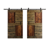 S Series  48in/60in/72in/84in x 84 in  DIY Finished Knotty Pine Wood Double Sliding Barn Door With Hardware Kit
