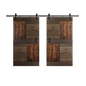 S Series  48in/60in/72in/84in x 84 in  DIY Finished Knotty Pine Wood Double Sliding Barn Door With Hardware Kit