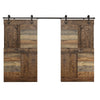 48in/60in/72in x 84in S Series Embossing DIY Knotty Pine Wood Double Sliding Barn Door With Hardware Kit