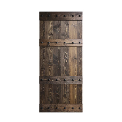 Castle Series  24in/30in/36in/42in x 84 in  Finished Knotty Pine Wood Sliding Barn Door Without Hardware Kit
