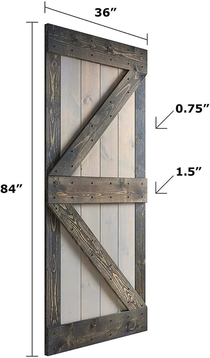 K Series 24in/30in/36in/42in. x 84 in  Finished Muti-Color Knotty Pine Wood Sliding Barn Door With Hardware Kit