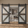 K Series  48in/60in/72in/84in x 84 in  Finished Muti-Color Knotty Pine Wood Double Sliding Barn Door with Hardware Kit