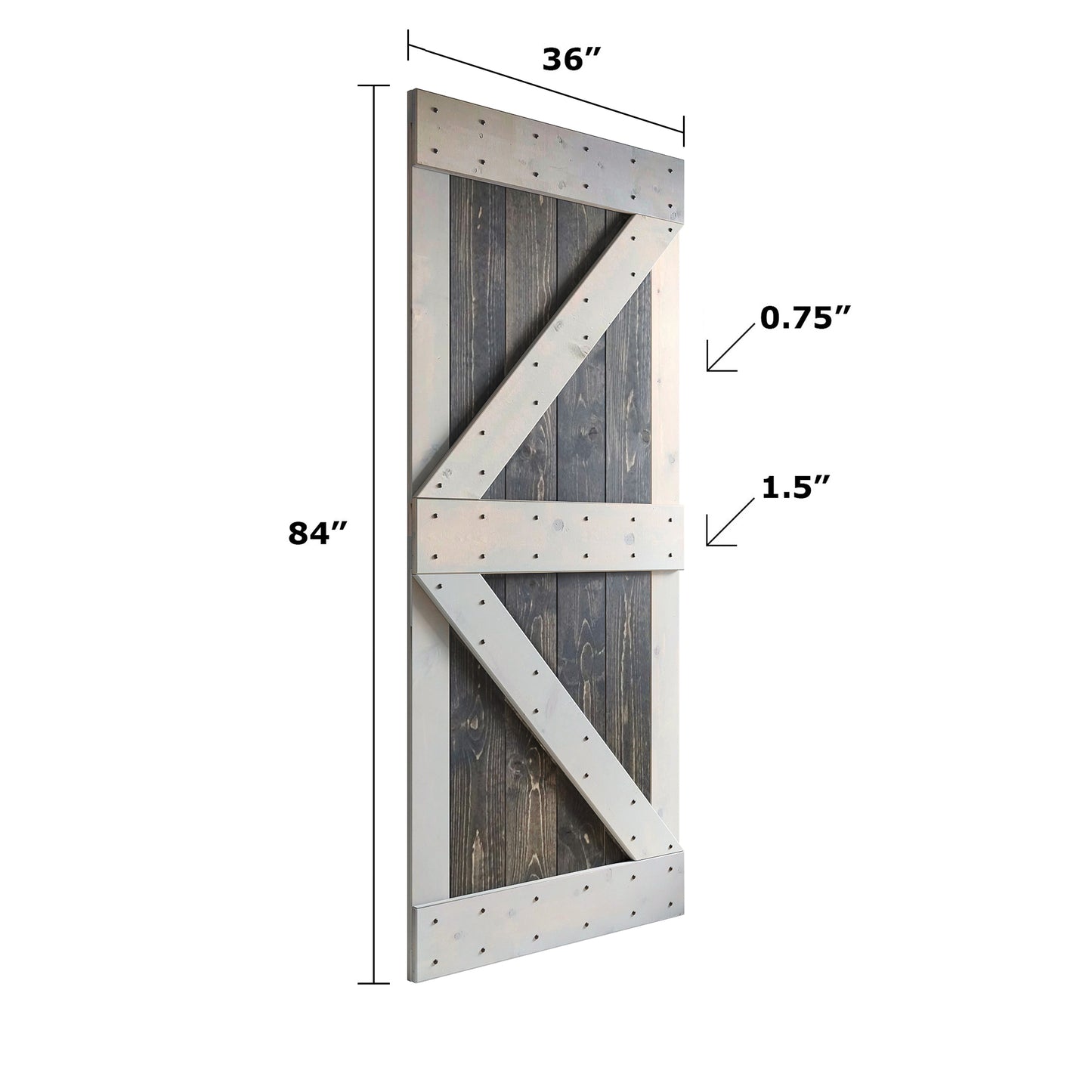 K Series 24in/30in/36in/42in. x 84 in  Finished Muti-Color Knotty Pine Wood Sliding Barn Door With Hardware Kit