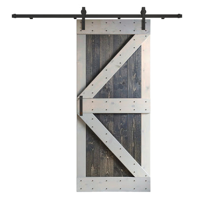 K Series 24in/30in/36in/42in. x 84 in  Finished Muti-Color Knotty Pine Wood Sliding Barn Door With Hardware Kit