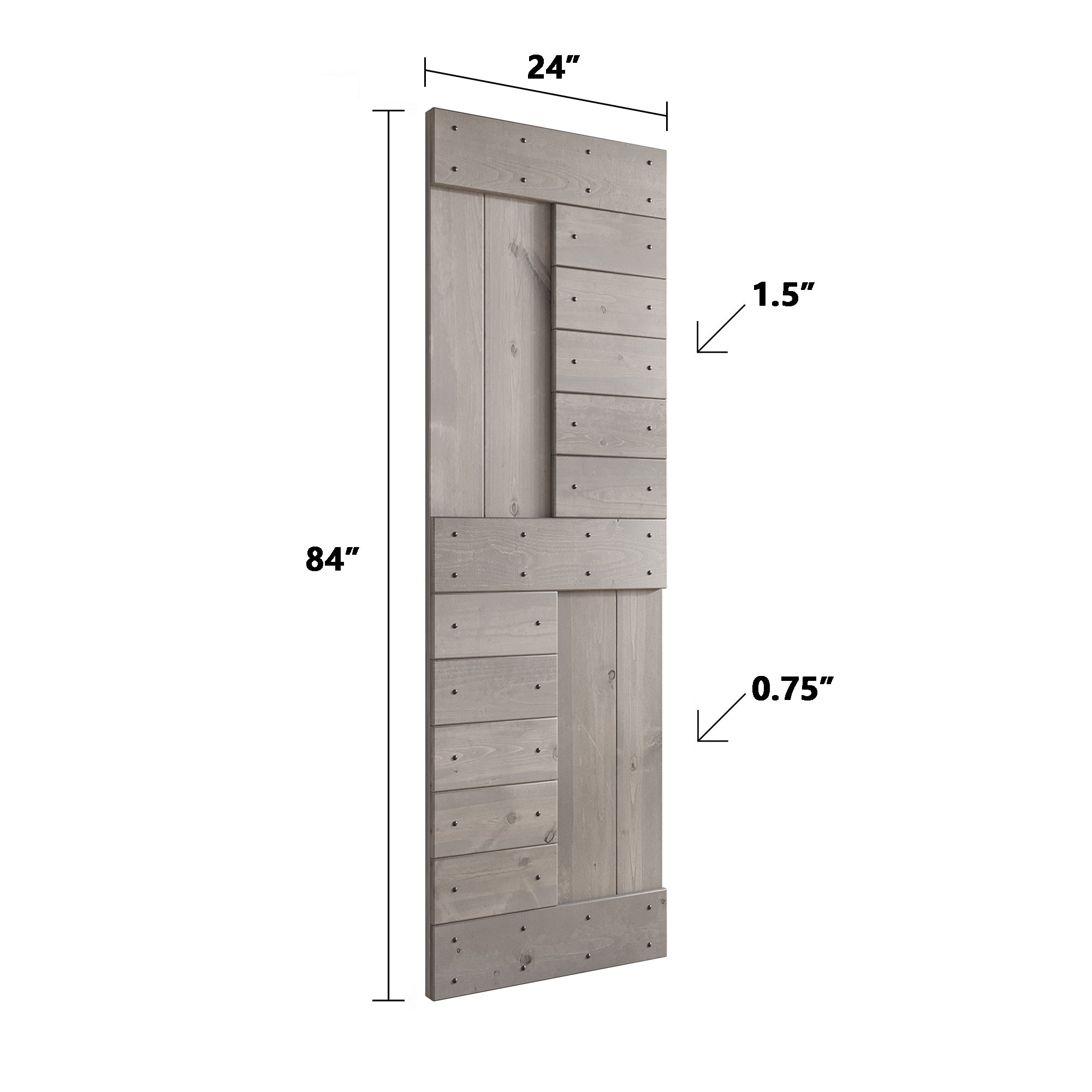 S Series  24in/30in/36in/42in x 84 in   Finished DIY Knotty Wood Sliding Barn Door With Hardware Kit