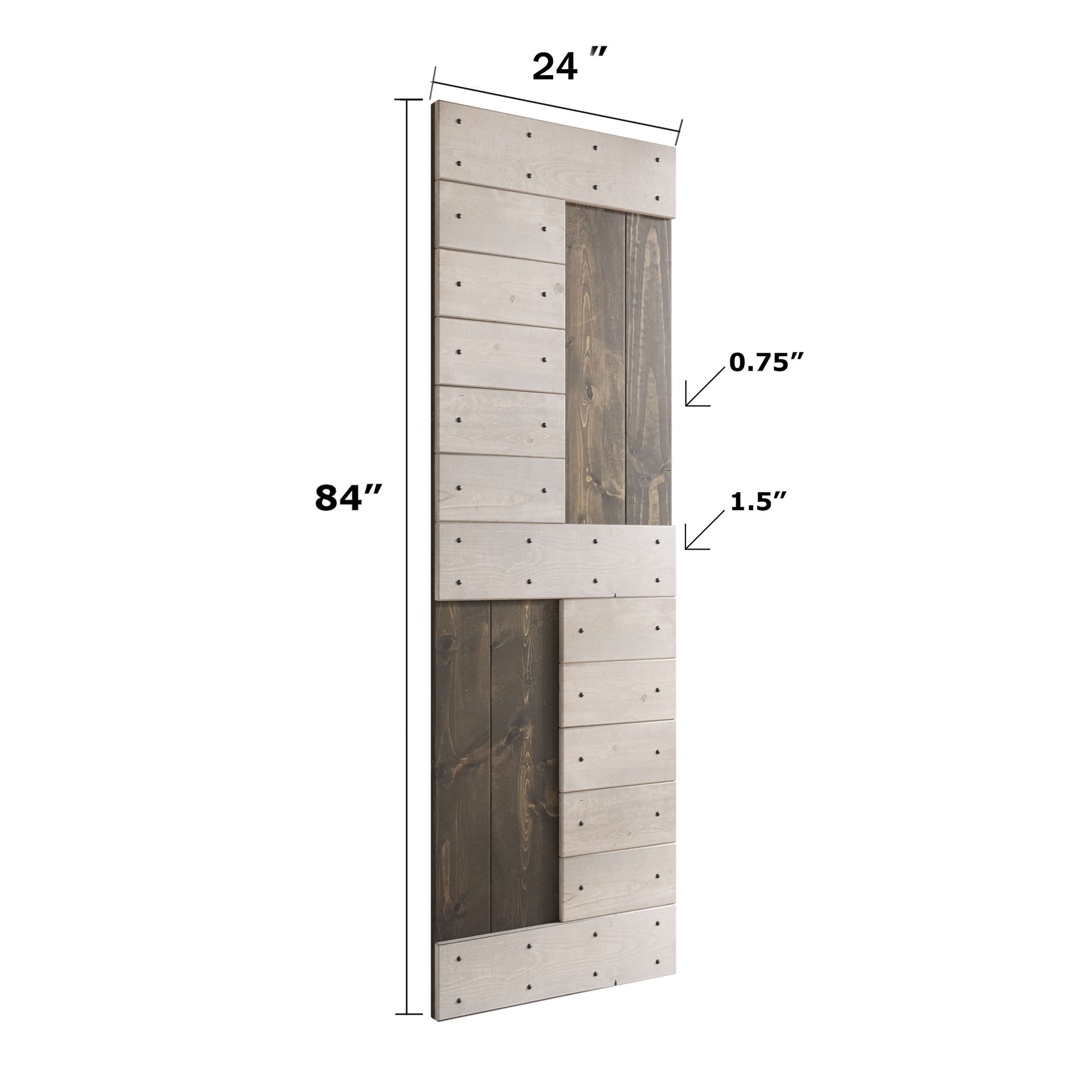 S Series 24in/30in/36in/42in x 84 in  Finished Knotty Pine Wood Sliding Barn Door Without Hardware Kit