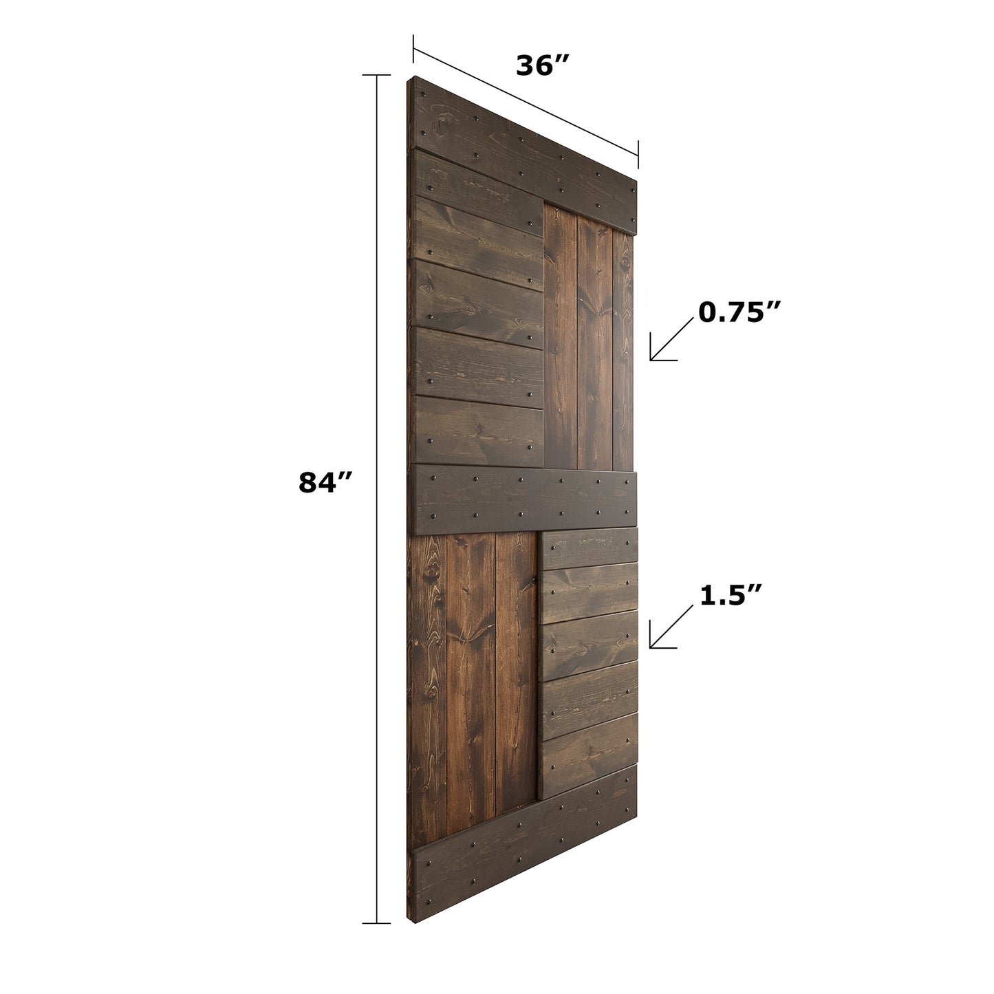 S Series  48in/60in/72in/84in x 84 in  DIY Finished Knotty Pine Wood Double Sliding Barn Door With Hardware Kit