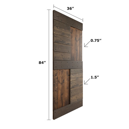 S Series  48in/60in/72in/84in x 84 in  DIY Finished Knotty Pine Wood Double Sliding Barn Door With Hardware Kit