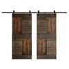 S Series  48in/60in/72in/84in x 84 in  DIY Finished Knotty Pine Wood Double Sliding Barn Door With Hardware Kit