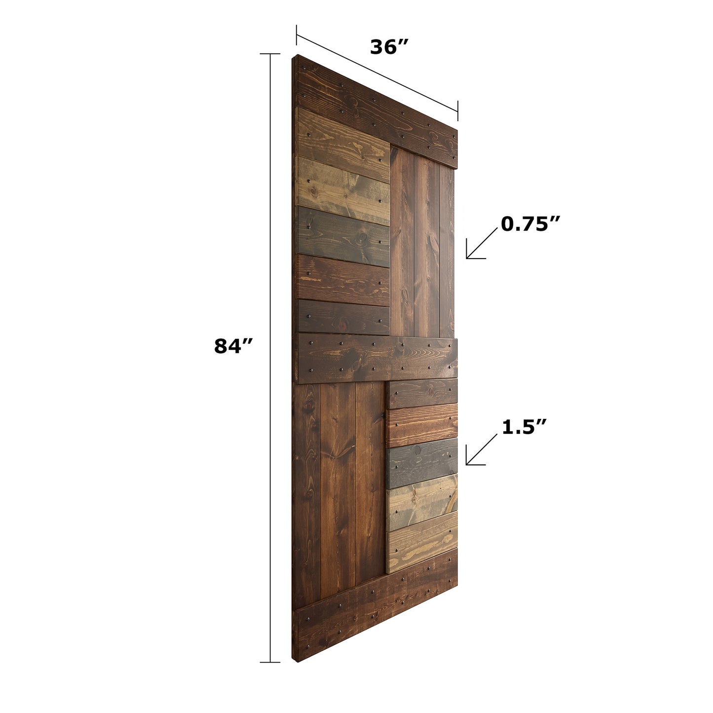 S Series  48in/60in/72in/84in x 84 in  DIY Finished Knotty Pine Wood Double Sliding Barn Door With Hardware Kit