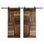 S Series  48in/60in/72in/84in x 84 in  DIY Finished Knotty Pine Wood Double Sliding Barn Door With Hardware Kit