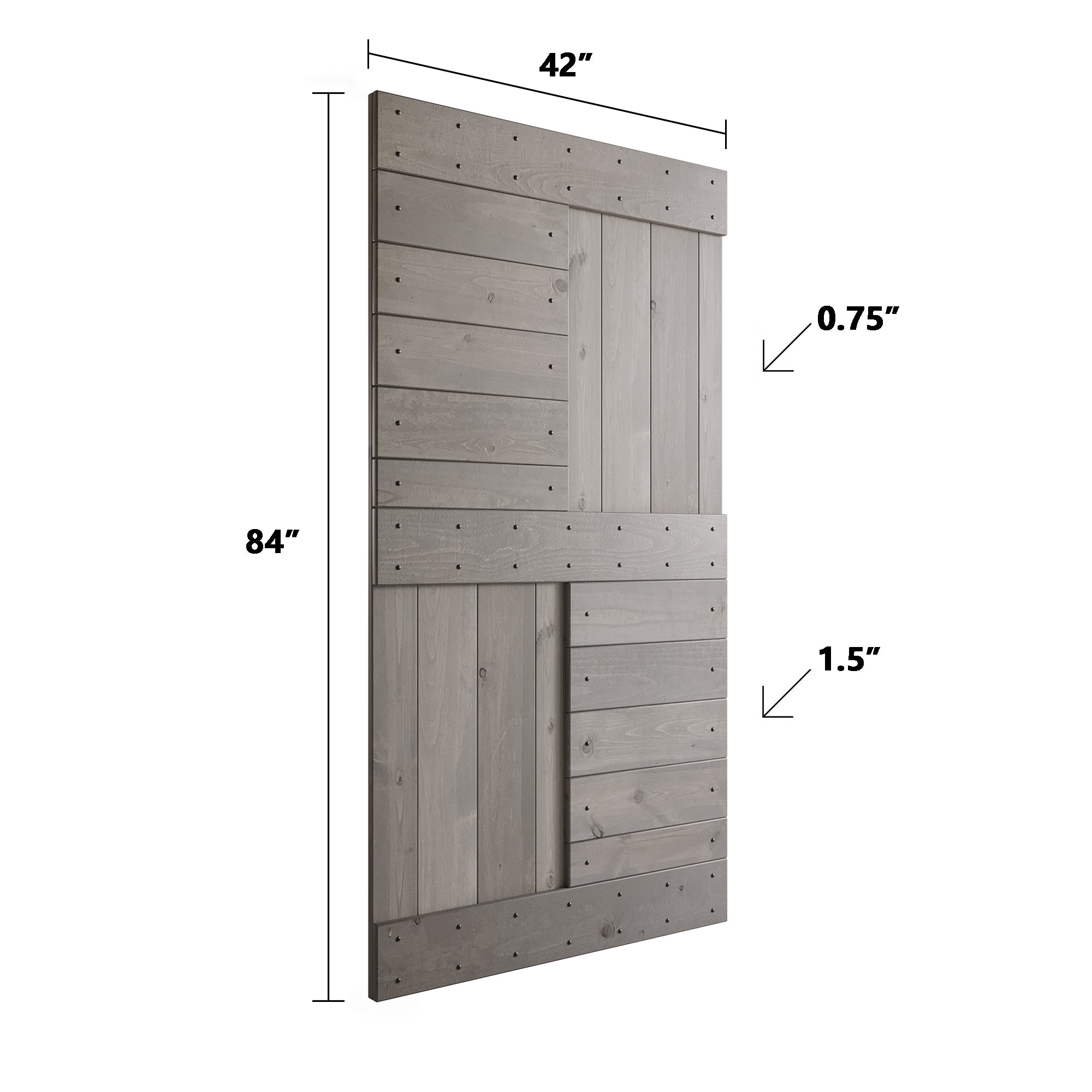 S Series  48 in/60 in/72 in/84 in x 84 in  DIY Finished Knotty Pine Wood Double Sliding Barn Door With Hardware Kit