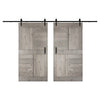 S Series  48 in/60 in/72 in/84 in x 84 in  DIY Finished Knotty Pine Wood Double Sliding Barn Door With Hardware Kit