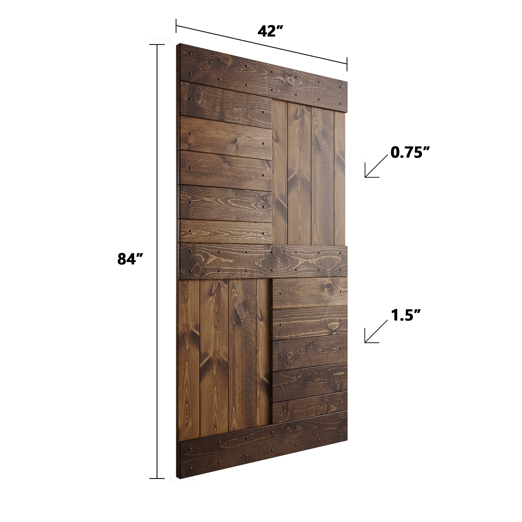 S Series  24 in/30 in/36 in /42 in x 84 in  Finished DIY Knotty Wood Sliding Barn Door Without Hardware Kit