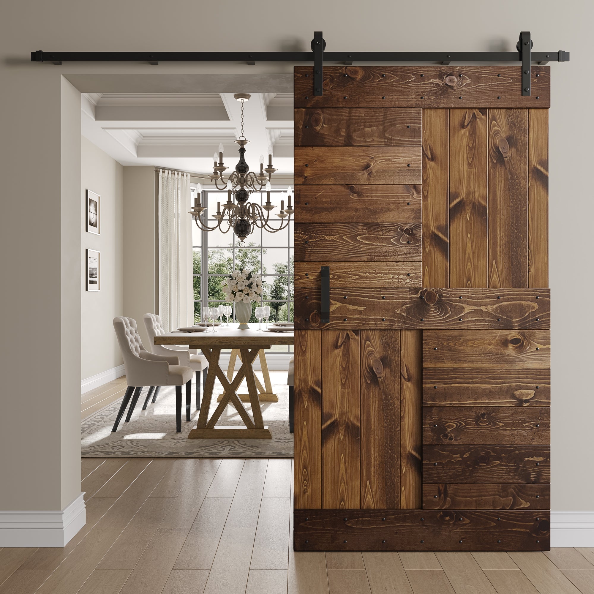 S Series  24 in/30 in/36 in /42 in x 84 in  Finished DIY Knotty Wood Sliding Barn Door Without Hardware Kit