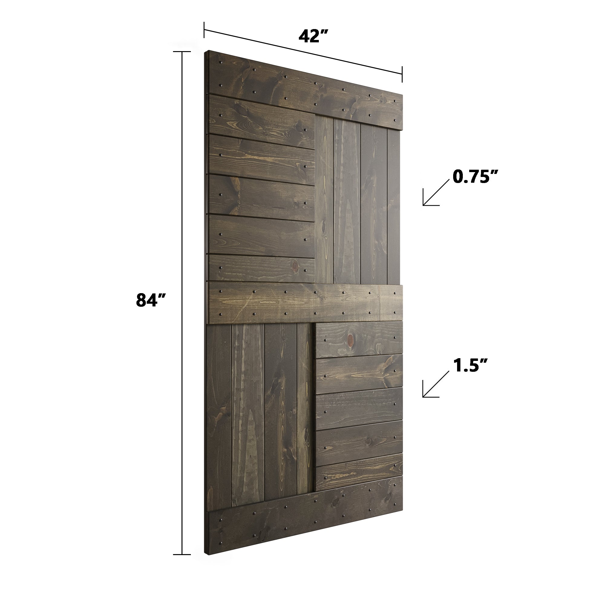 S Series  24 in/30 in/36 in /42 in x 84 in  Finished DIY Knotty Wood Sliding Barn Door Without Hardware Kit