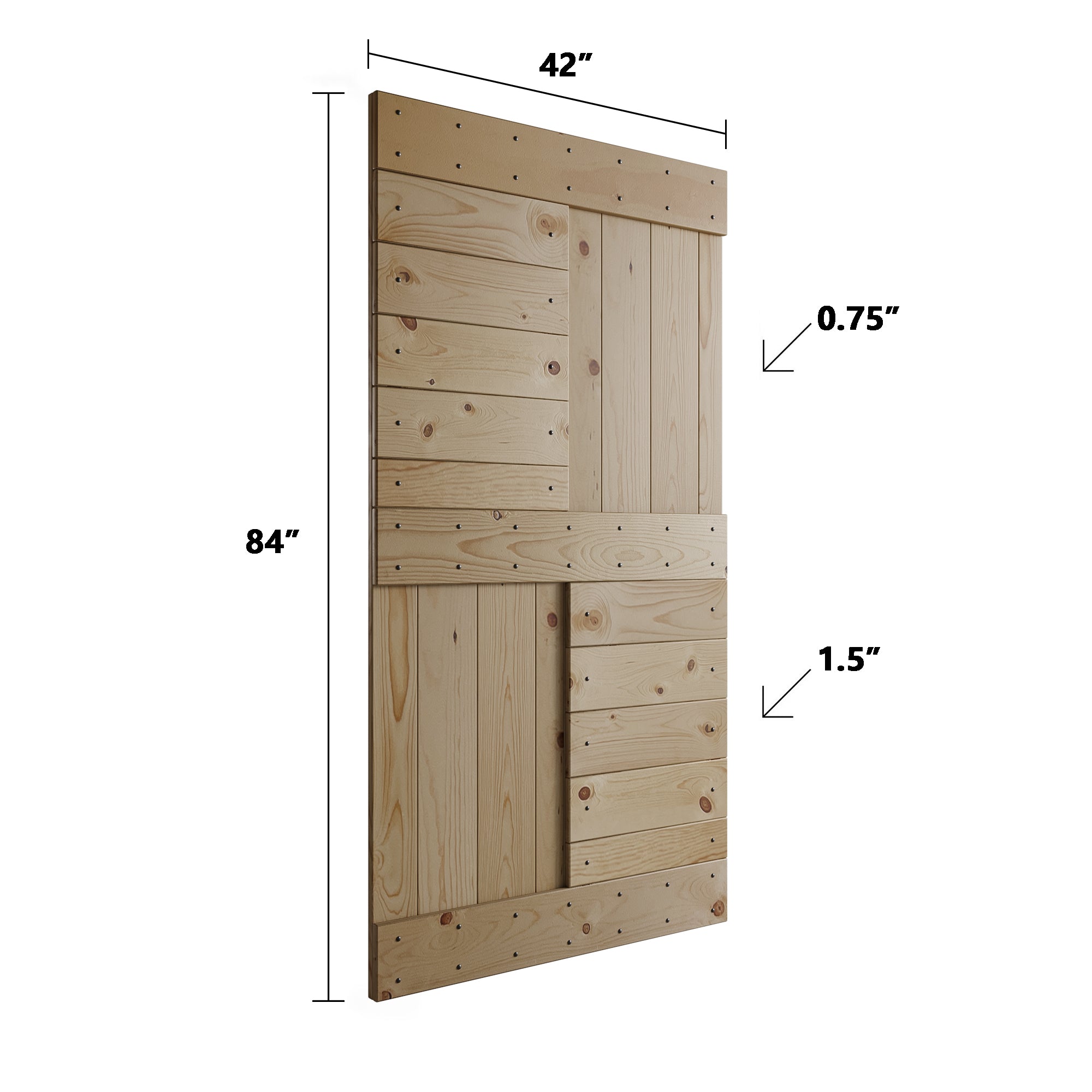 S Series  24 in/30 in/36 in /42 in x 84 in  Finished DIY Knotty Wood Sliding Barn Door Without Hardware Kit