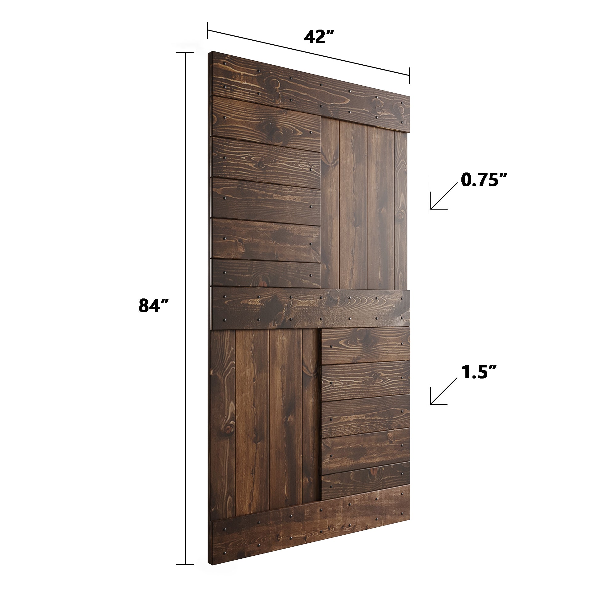 S Series  48 in/60 in/72 in/84 in x 84 in  DIY Finished Knotty Pine Wood Double Sliding Barn Door With Hardware Kit