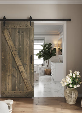 Z Series  36 in x 84 in  Finished DIY Knotty Wood Sliding Barn Door Without Hardware Kit