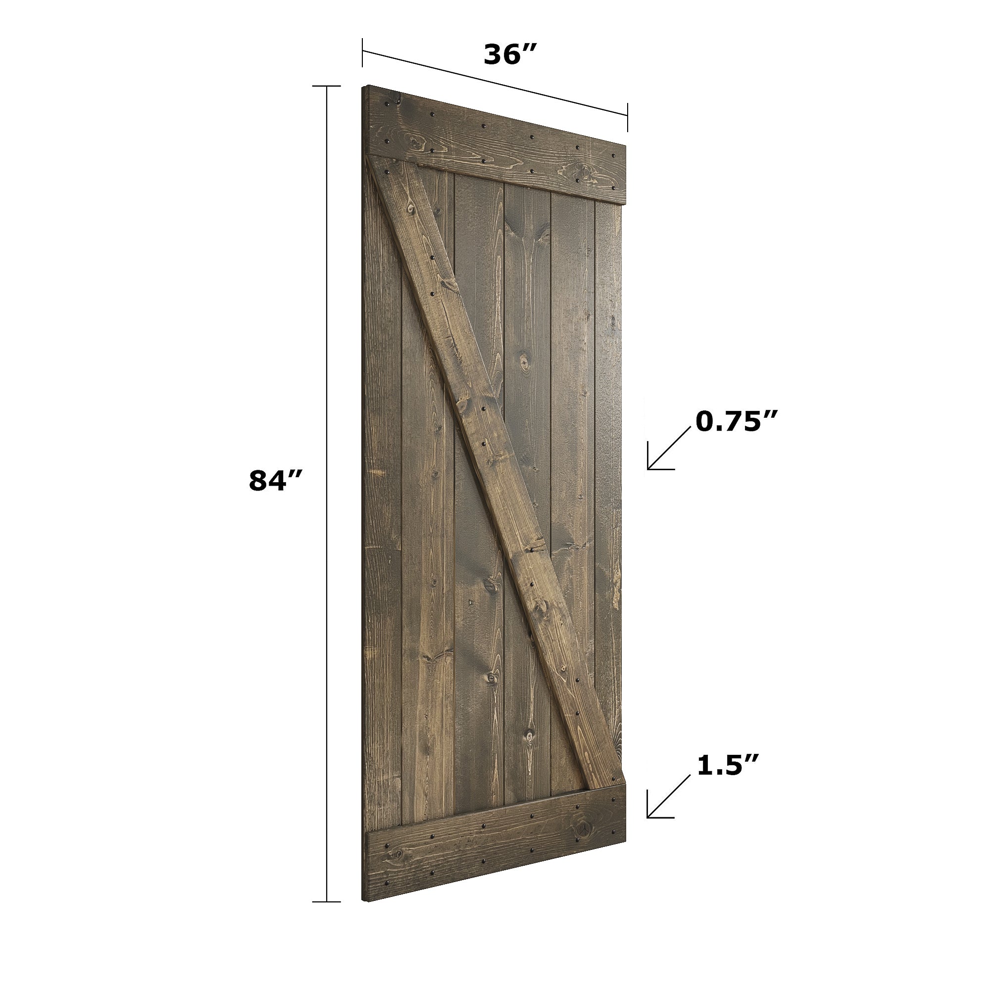 Z Series  36 in x 84 in  Finished DIY Knotty Wood Sliding Barn Door Without Hardware Kit