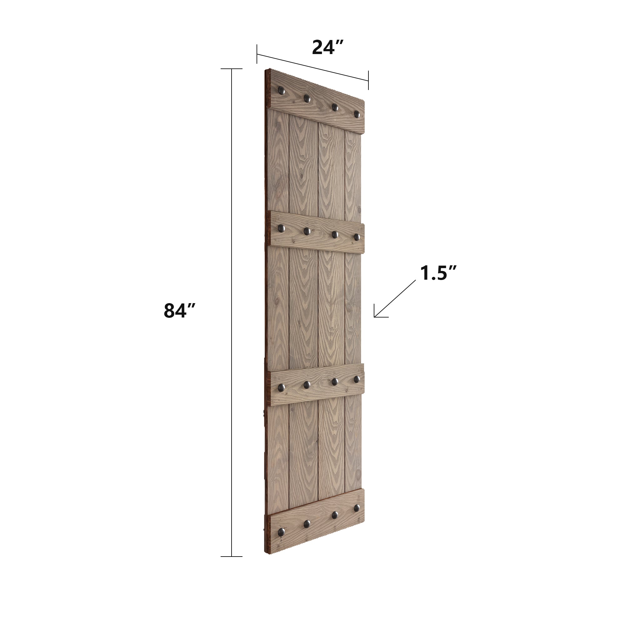 24in./30in./36in./42in. x 84in. Castle Series Embossing Knotty Pine Wood Sliding Barn Door Without Hardware Kit