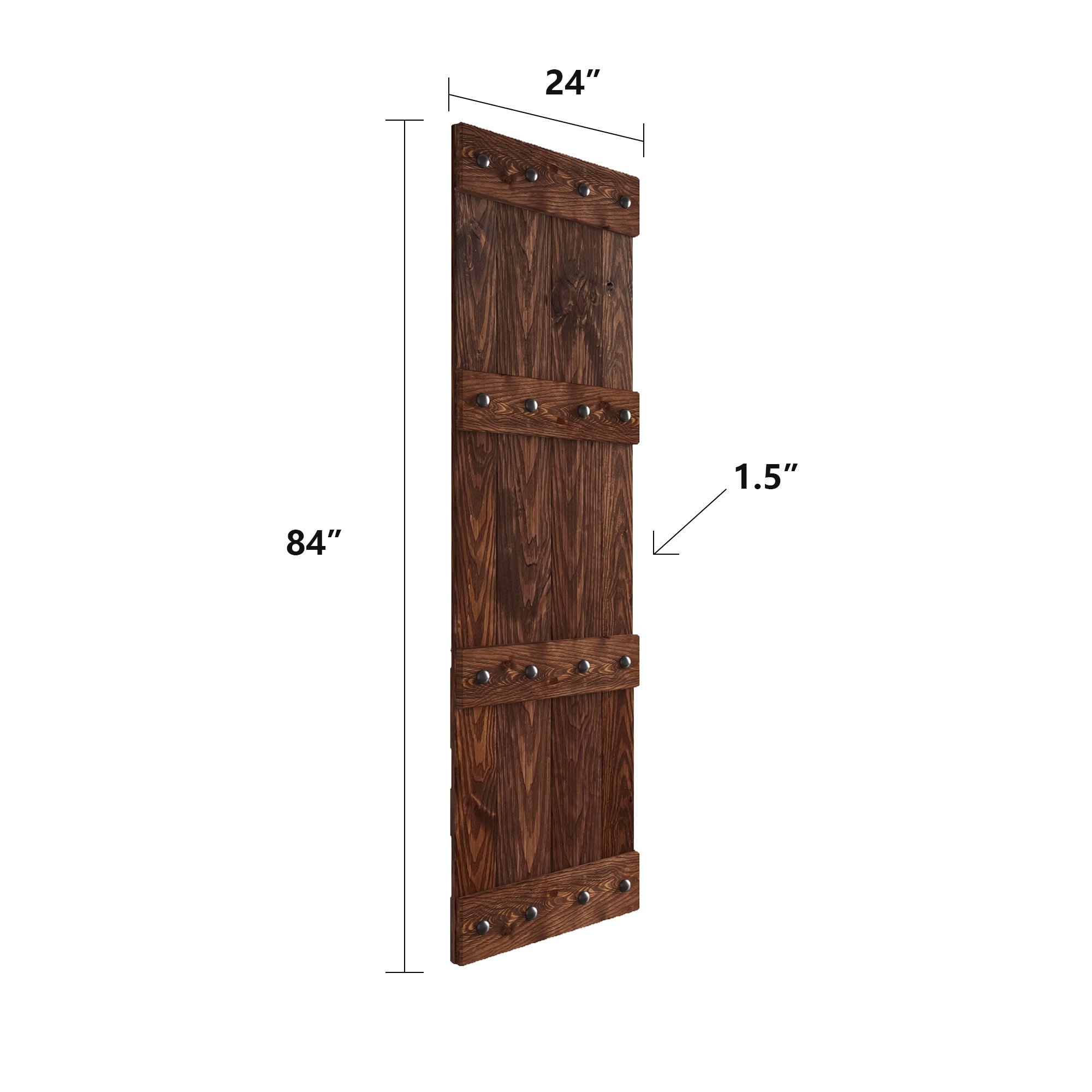 24in./30in./36in./42in. x 84in. Castle Series Embossing Knotty Pine Wood Sliding Barn Door Without Hardware Kit