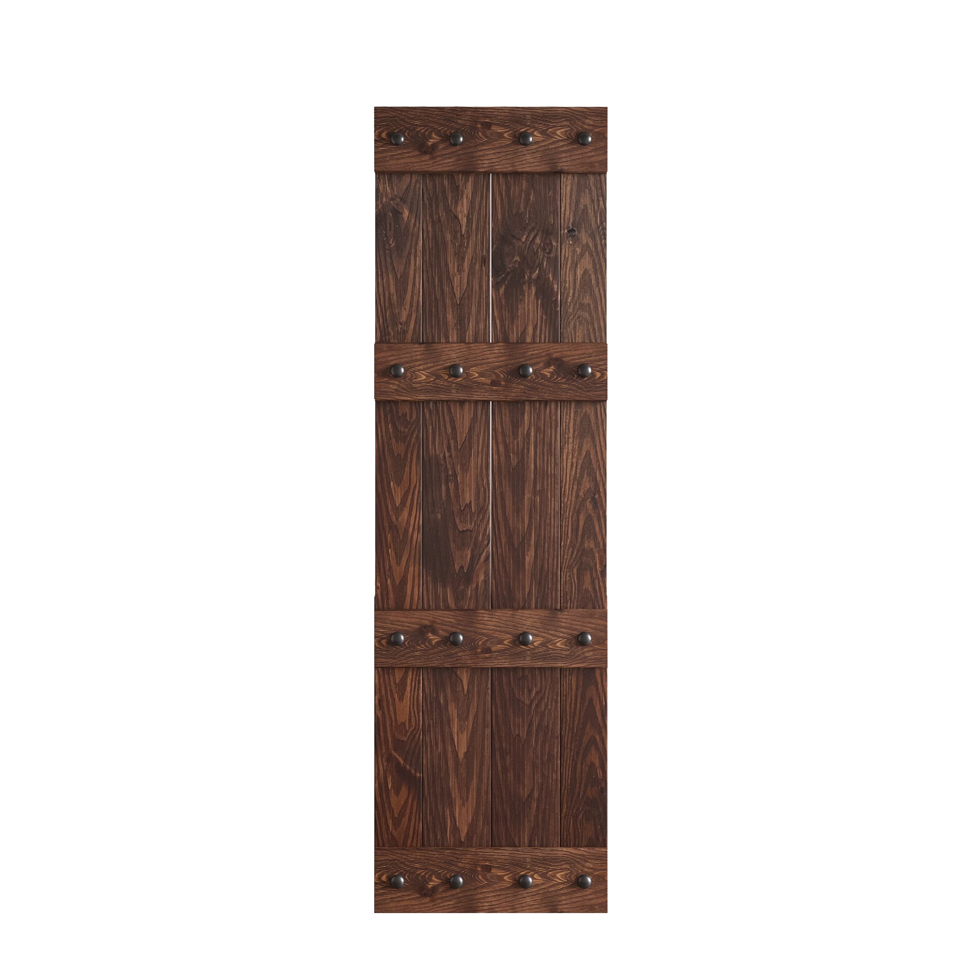 24in./30in./36in./42in. x 84in. Castle Series Embossing Knotty Pine Wood Sliding Barn Door Without Hardware Kit