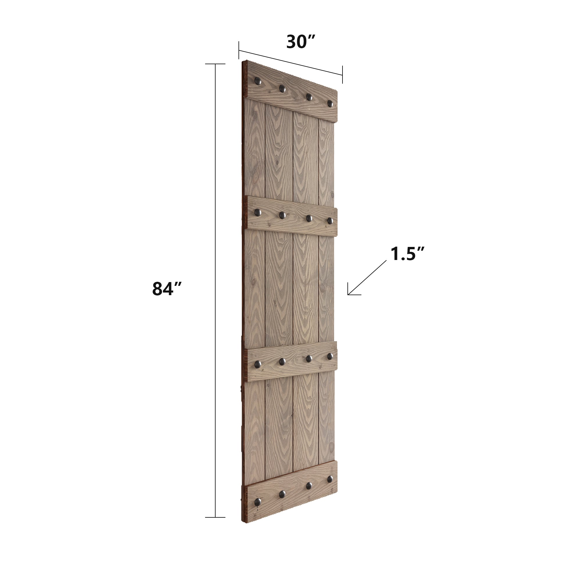 24in./30in./36in./42in. x 84in. Castle Series Embossing Knotty Pine Wood Sliding Barn Door Without Hardware Kit