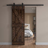 24in/30in/36in/42in x 84in K Series Embossing Knotty Wood Sliding Barn Door Without Hardware Kit