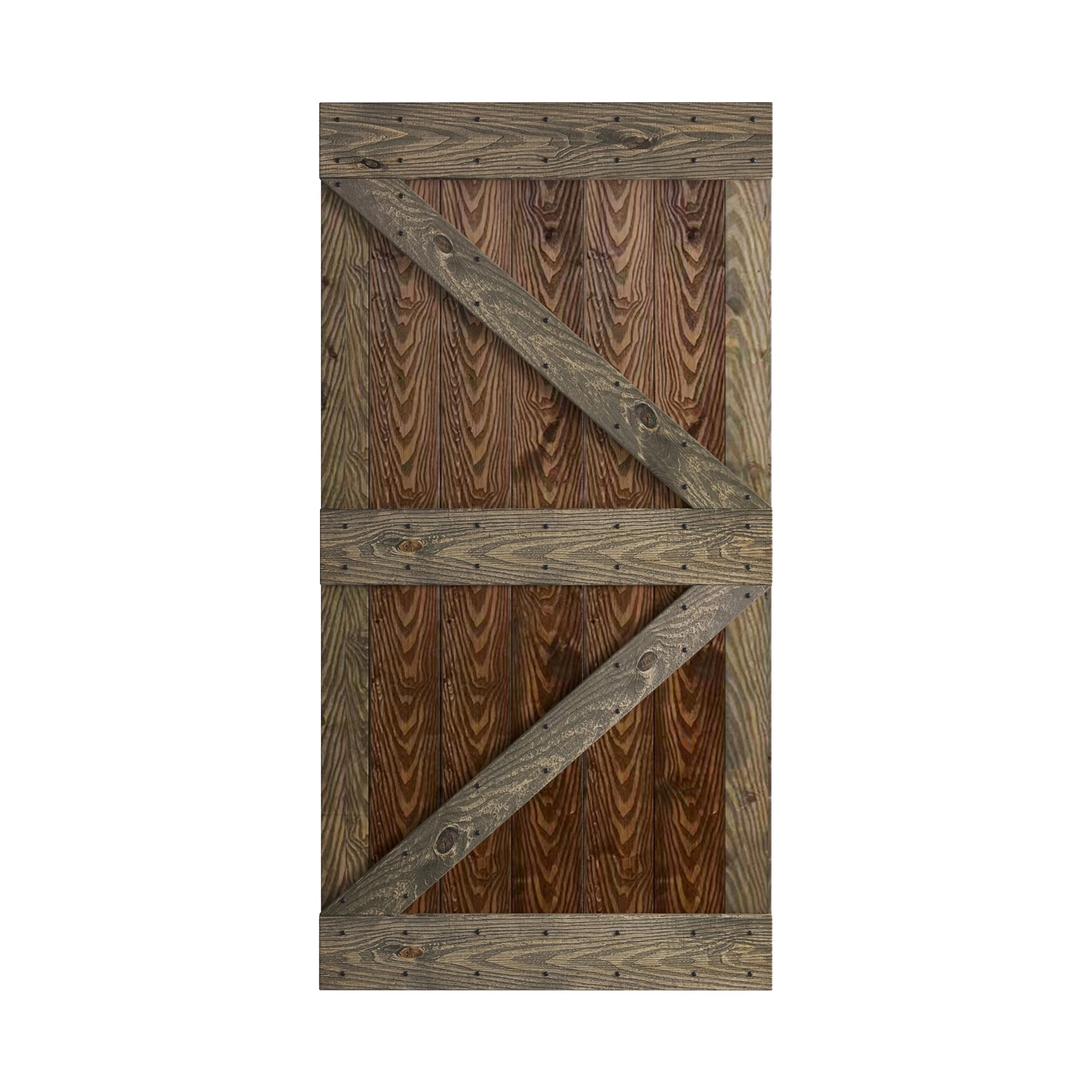 24in/30in/36in/42in x 84in K Series Embossing Knotty Wood Sliding Barn Door Without Hardware Kit