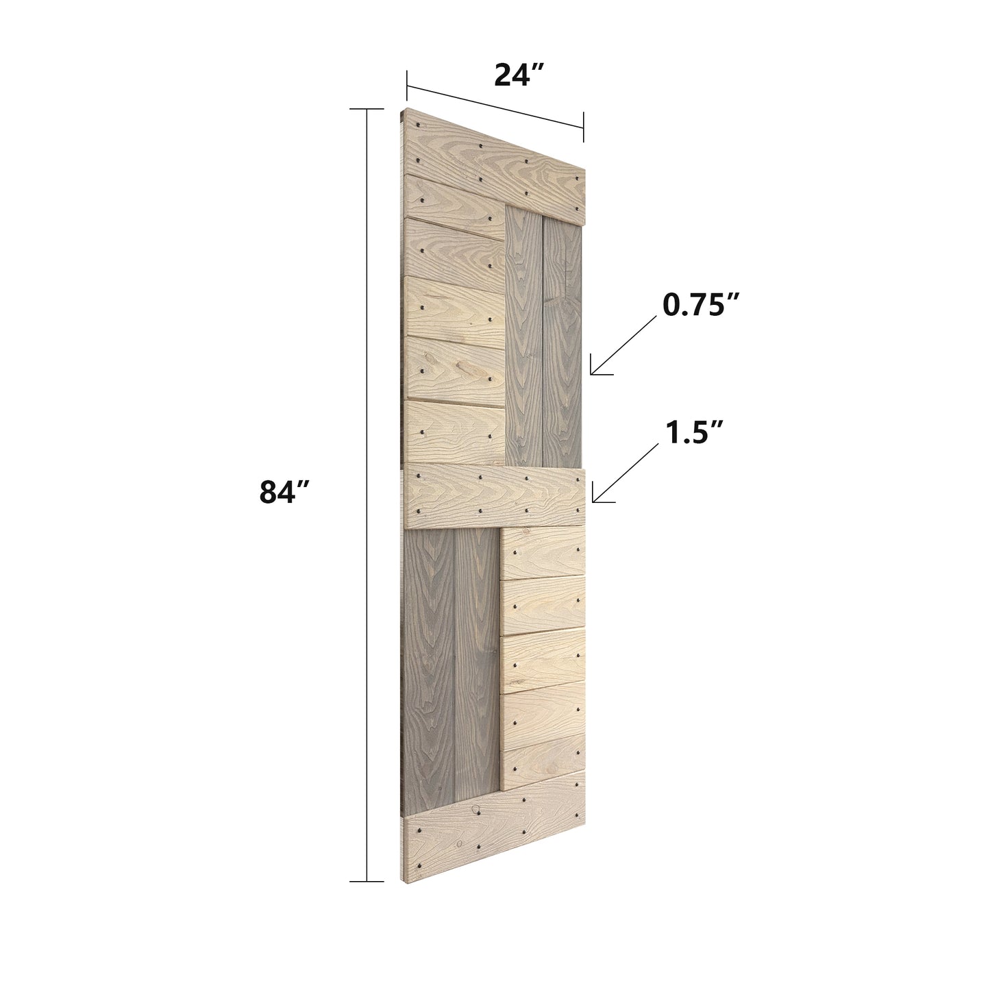 S Series Embossing 24 in/30 in/36 in /42 in x 84 in DIY Knotty Wood Sliding Barn Door Without Hardware Kit