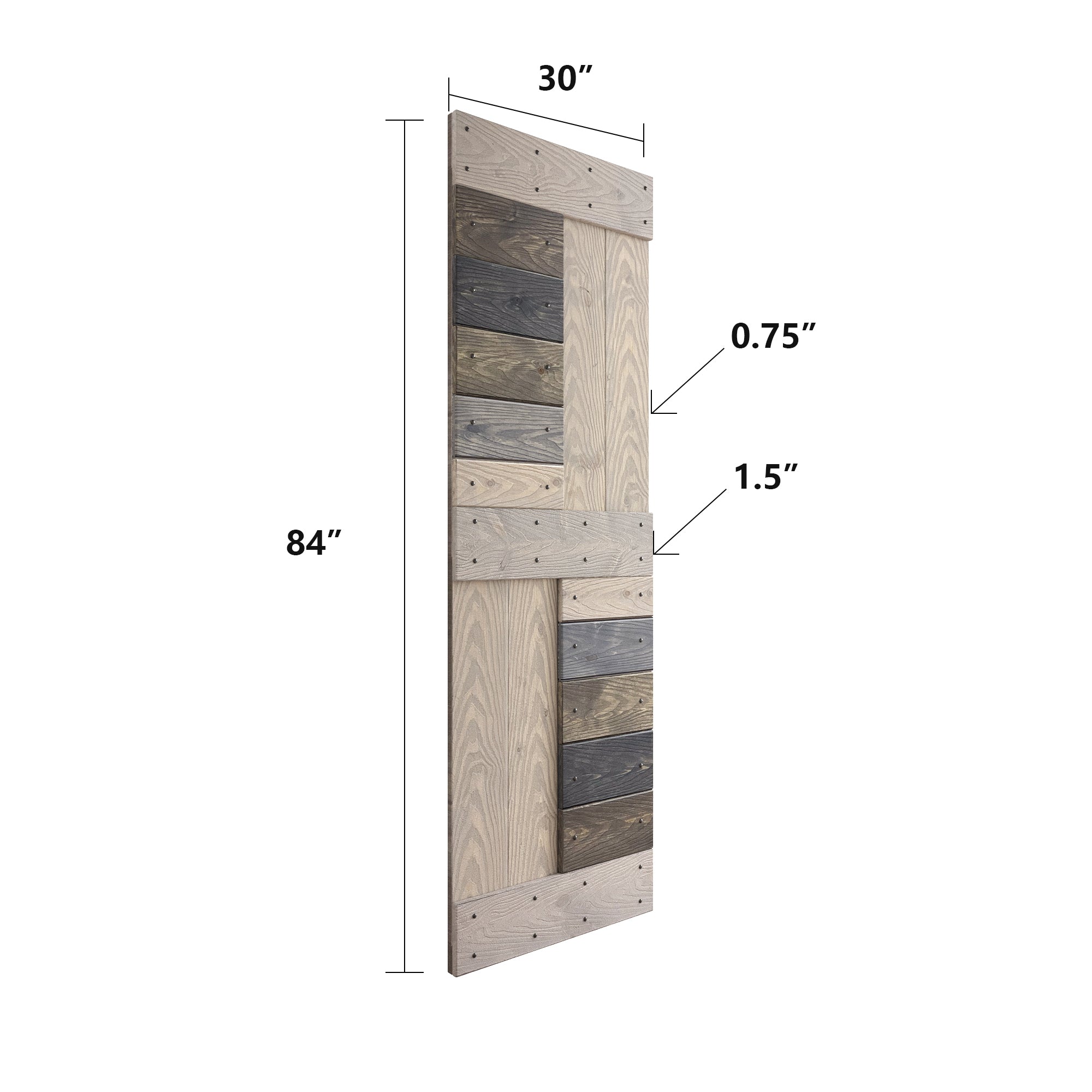 S Series Embossing 24 in/30 in/36 in /42 in x 84 in DIY Knotty Wood Sliding Barn Door Without Hardware Kit