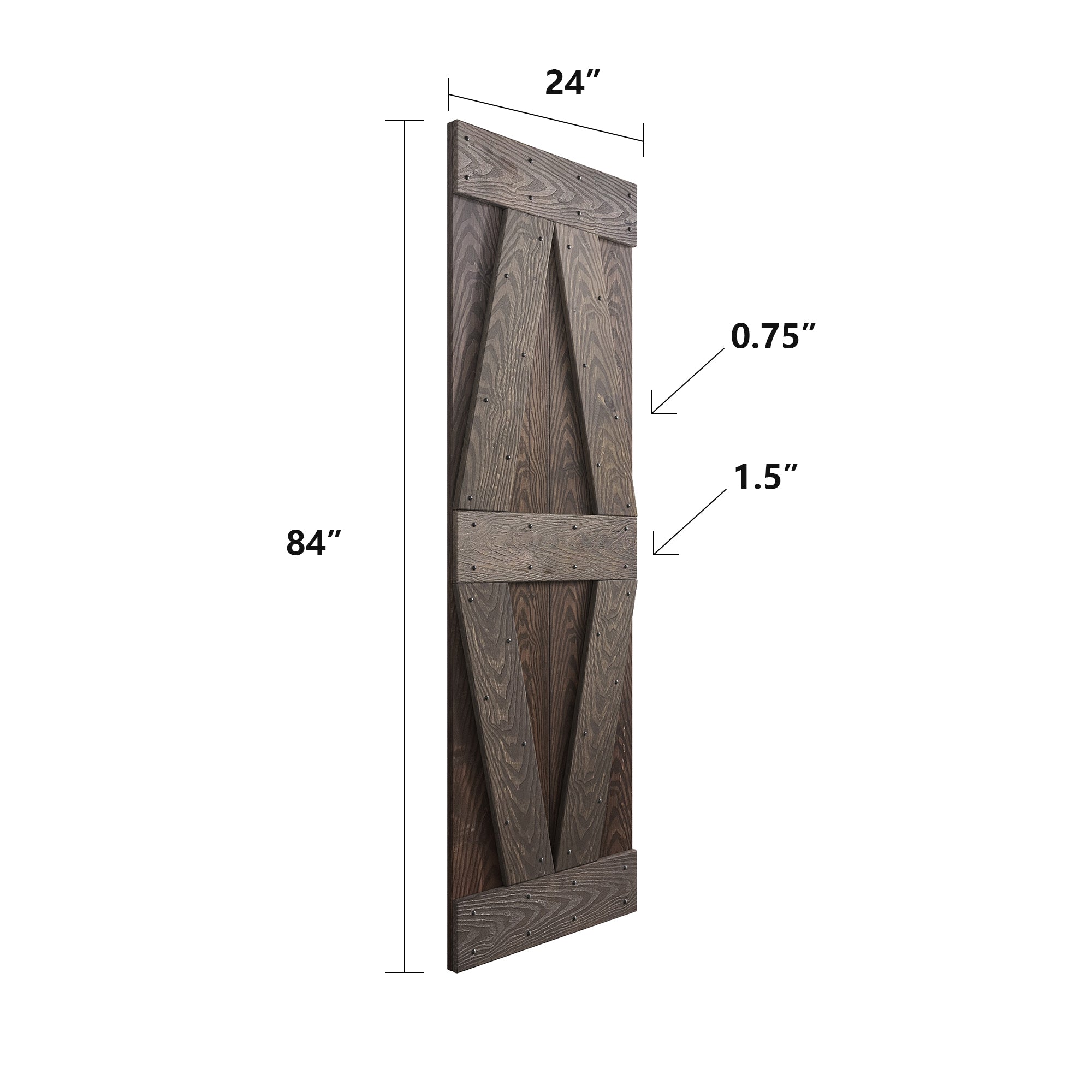 24in/30in/36in/42in x 84in X Series Embossing Knotty Wood Sliding Barn Door Without Hardware Kit
