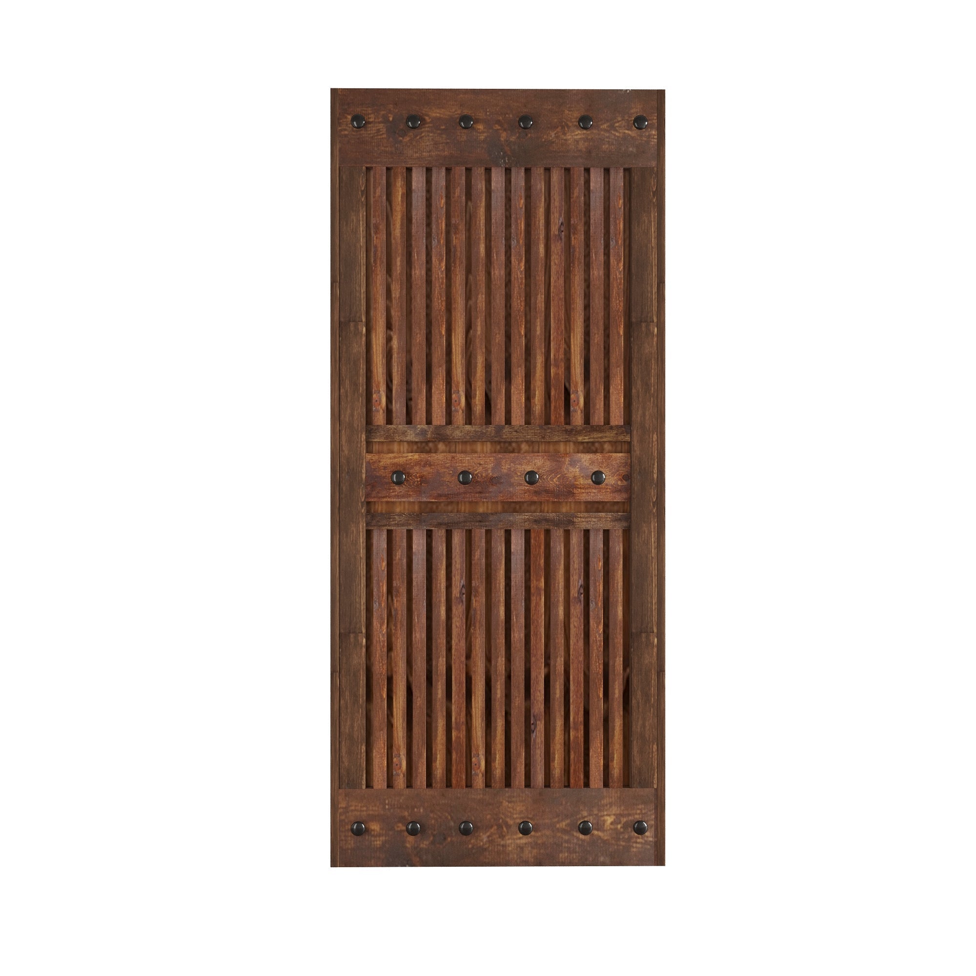 36in. x 84.in Full/Half Grille Design Embossing Knotty Wood Sliding Barn Door Without Hardware Kit