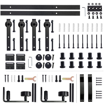 J shape style 4FT/5FT/6FT/6.6FT/8FT/10FT/12FT/16FT Barn Door hardware track rack, black.