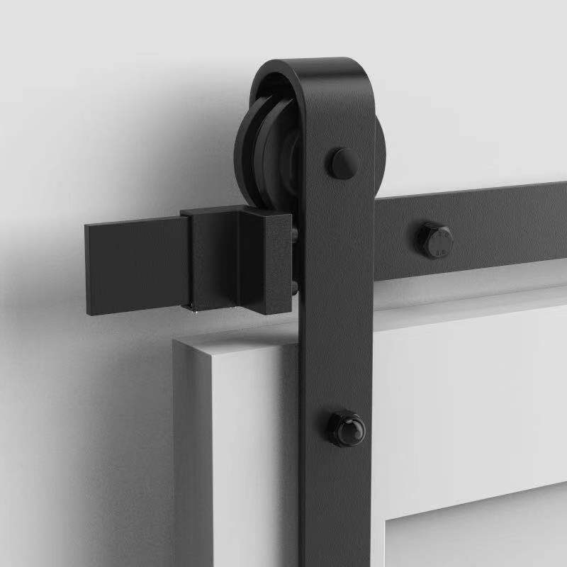 J shape style 4FT/5FT/6FT/6.6FT/8FT/10FT/12FT/16FT Barn Door hardware track rack, black.