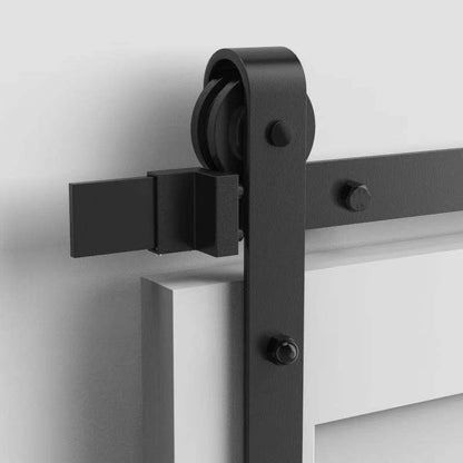 J shape style 4FT/5FT/6FT/6.6FT/8FT/10FT/12FT/16FT Barn Door hardware track rack, black.